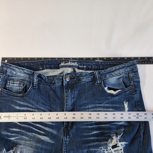 Machine Pour Neuf Mode Jeans Blue Wash Distressed Womens Sz 36 - Picture 11 of 16